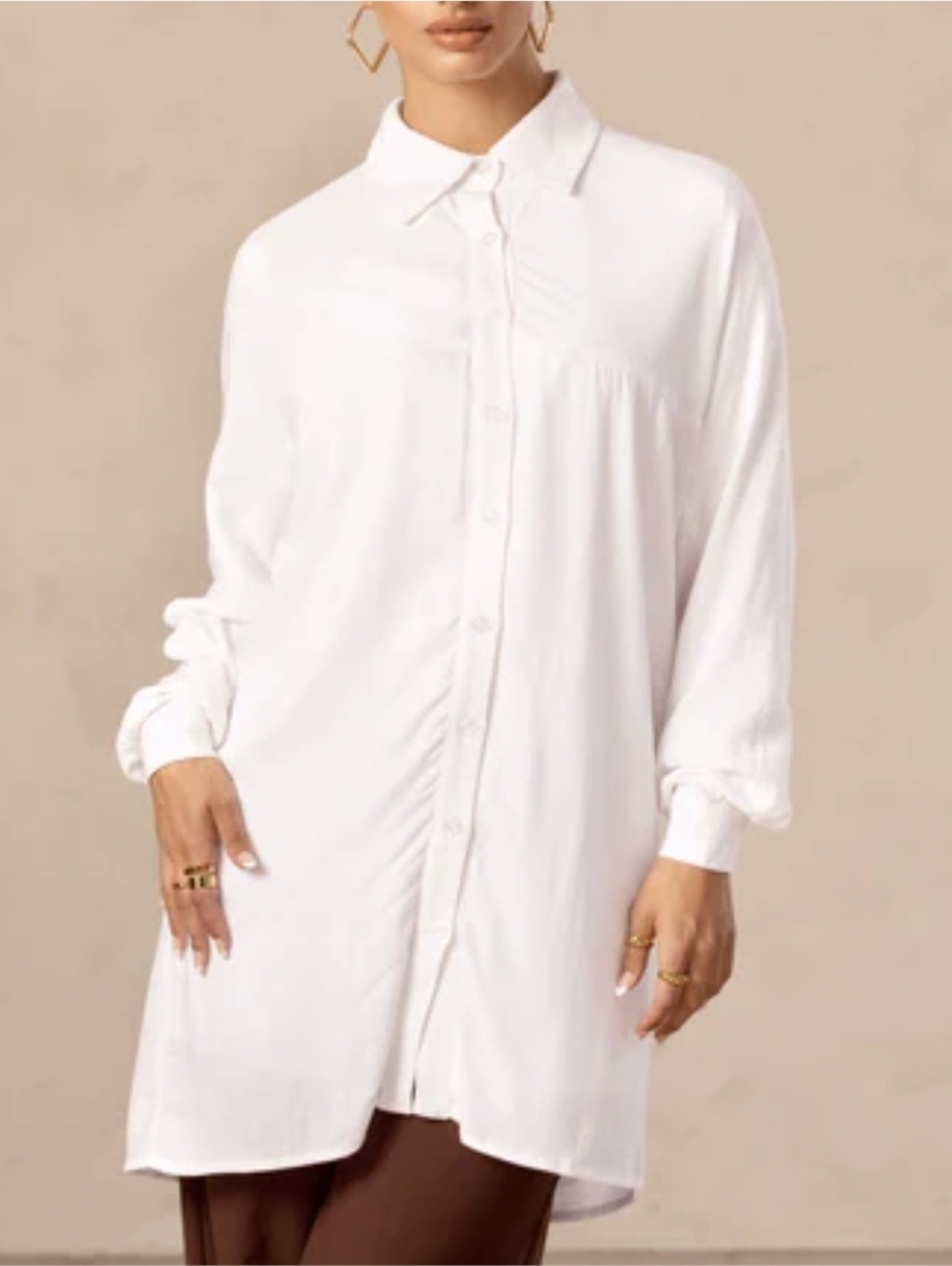 Luciana White Linen Button Down Tunic